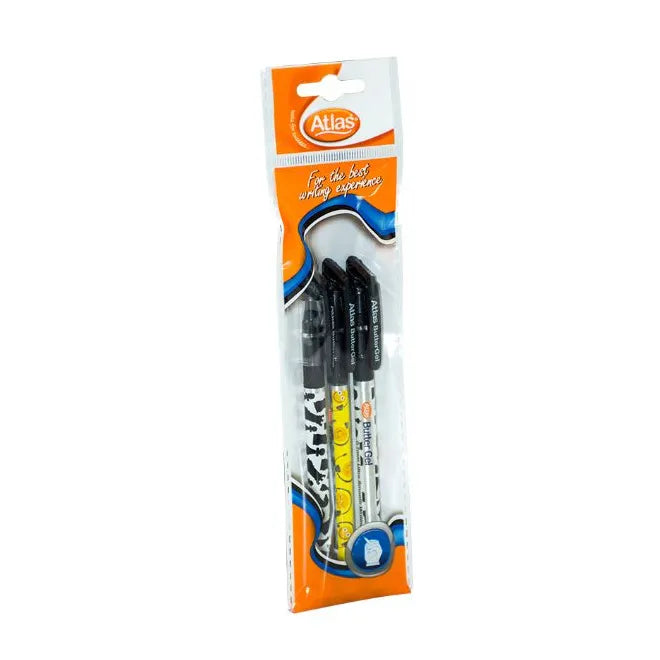 Atlas Butter Gel Pen Black – Pack Of 3